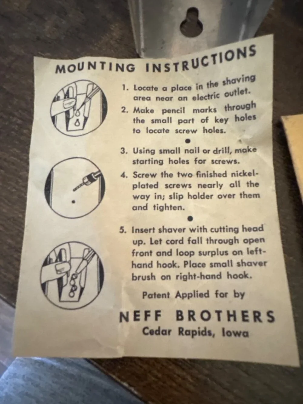 Vintage Neff Bros Hand-E-Hold Electric Shaver Holder In Box